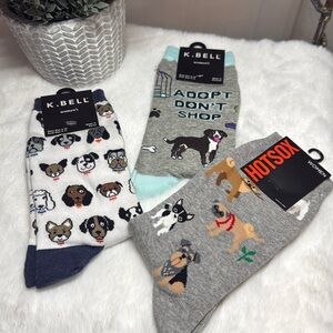 K. Bell and Hot Sox Dog Pattern Socks Set